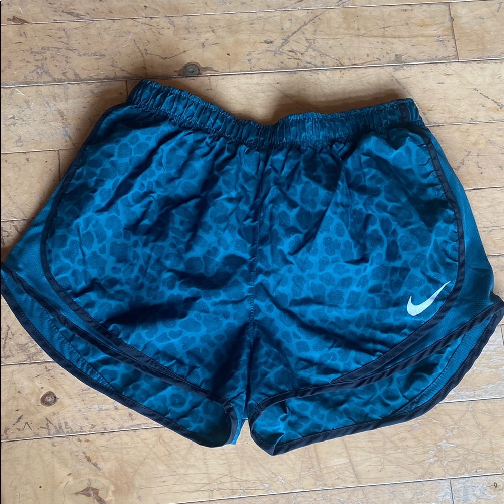 Nike Teal Green & Black glitter Cheetah Athletic Shorts Dri-Fit